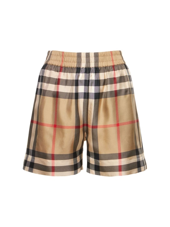 Burberry: Tawney silk twill Check shorts - Archive Beige - women_0 | Luisa Via Roma