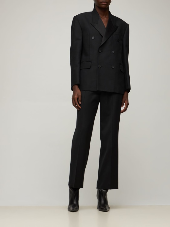 Balenciaga: Shrunk Tuxedo羊毛西服夹克 - 黑色 - women_1 | Luisa Via Roma