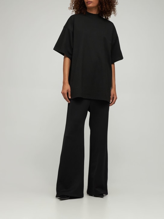 Balenciaga: 오버사이즈 코튼 티셔츠 - 블랙 - women_1 | Luisa Via Roma