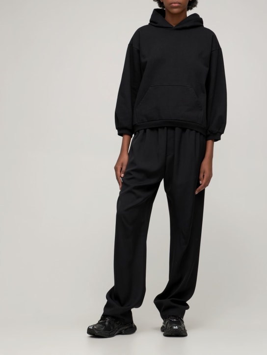Balenciaga: Small fit cotton hoodie - Siyah - women_1 | Luisa Via Roma