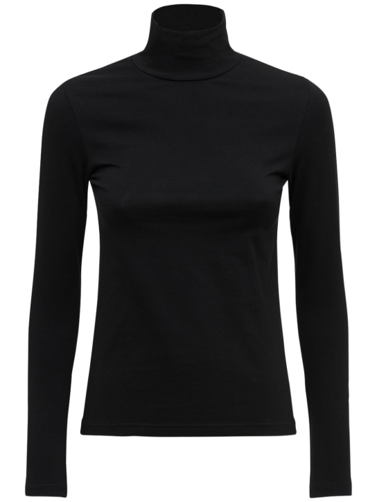 Balenciaga: ストレッチジャージーフィットセーター - ブラック - women_0 | Luisa Via Roma