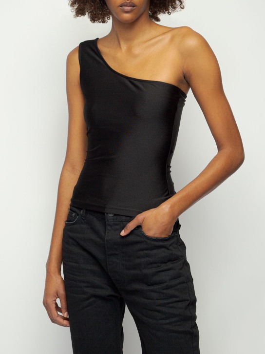 Balenciaga: Camiseta asimétrica de nylon - Negro - women_1 | Luisa Via Roma