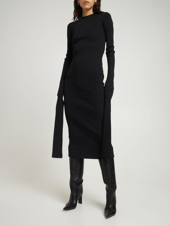 Balenciaga: 超长平纹针织上衣 - 黑色 - women_1 | Luisa Via Roma