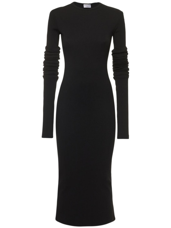 Balenciaga: 超长平纹针织上衣 - 黑色 - women_0 | Luisa Via Roma
