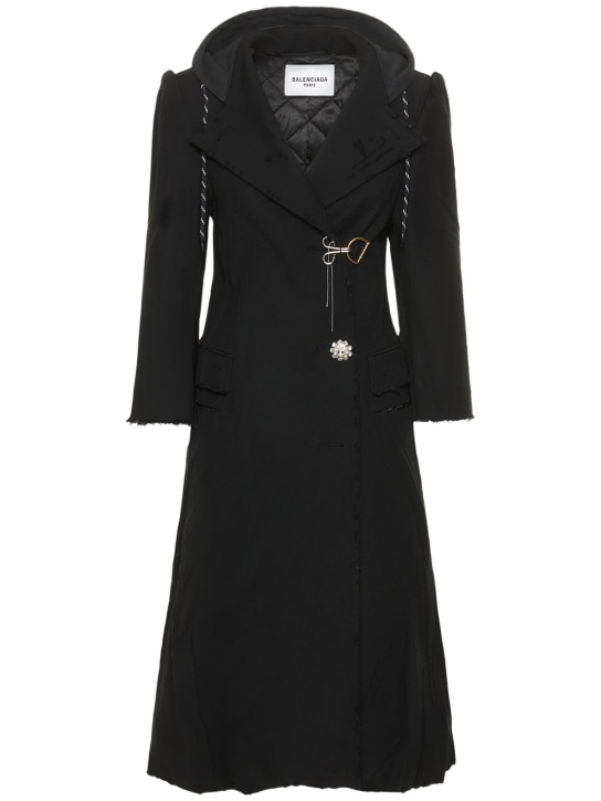 Balenciaga: Technical stretch gabardine coat - Siyah - women_0 | Luisa Via Roma