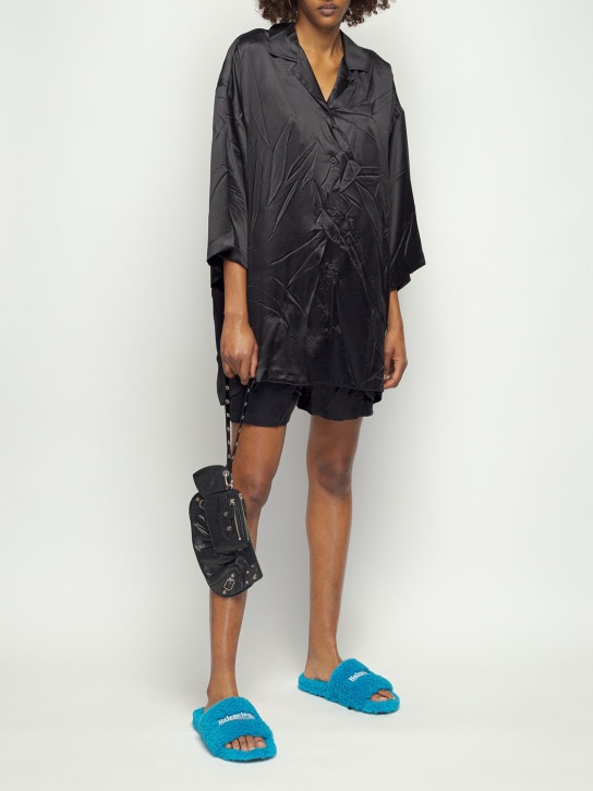 Balenciaga: Fluid silk shirt - Siyah - women_1 | Luisa Via Roma
