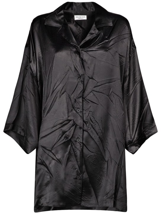Balenciaga: Fluid silk shirt - Siyah - women_0 | Luisa Via Roma