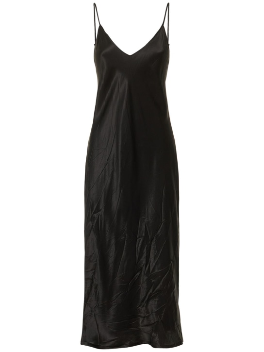 Balenciaga: 真丝绸缎吊带连衣裙 - 黑色 - women_0 | Luisa Via Roma