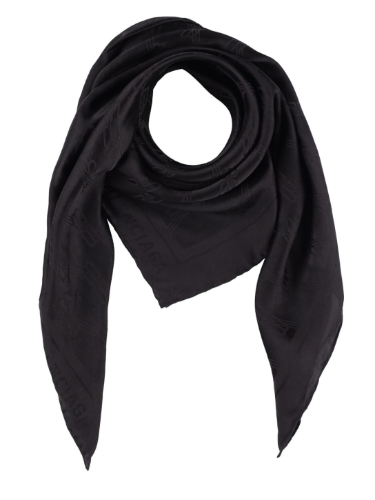 Balenciaga: Pañuelo BB de seda y algodón con jacquard - Negro - women_0 | Luisa Via Roma