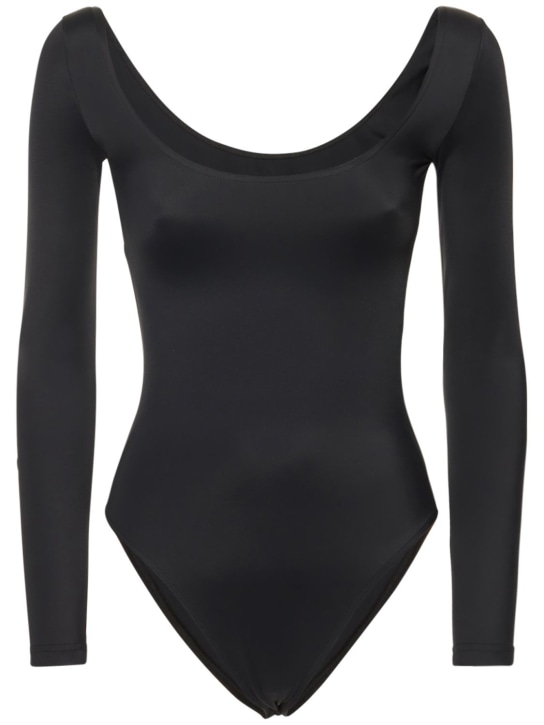 Balenciaga: Dancer matte spandex bodysuit - Siyah - women_0 | Luisa Via Roma