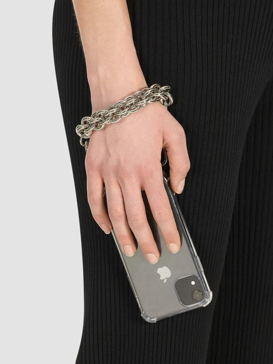 1017 Alyx 9sm: iPhone 12 cover w/ chain wrist strap - Şeffaf/Gümüş - women_1 | Luisa Via Roma