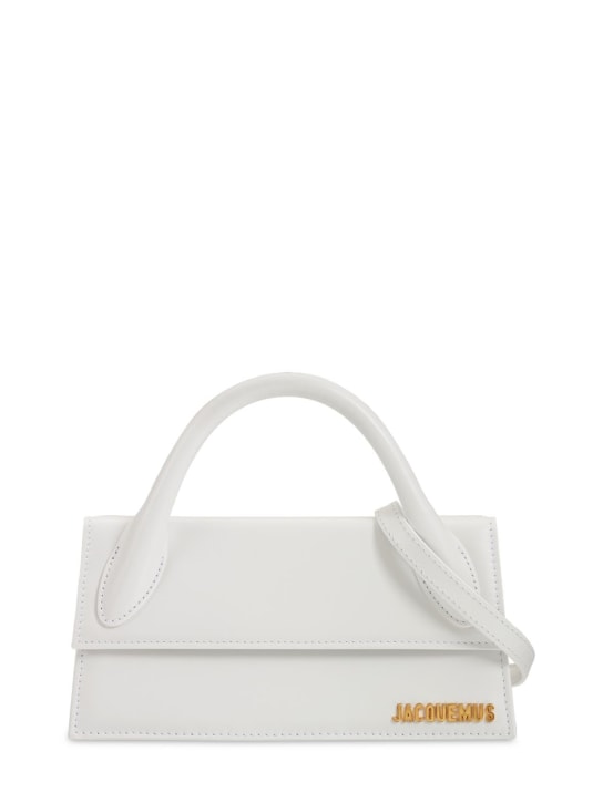 Jacquemus: Le Chiquito long leather top handle bag - White - women_0 | Luisa Via Roma