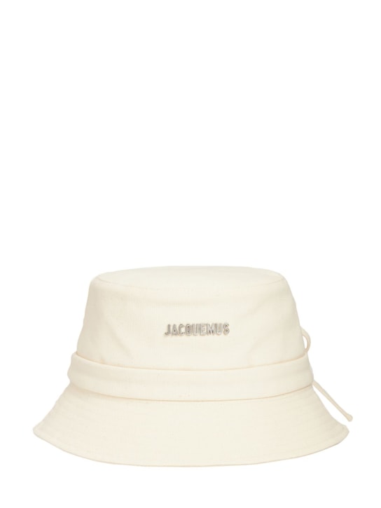 Jacquemus: Le Bob Gadjo cotton logo bucket hat - Off-White - women_0 | Luisa Via Roma