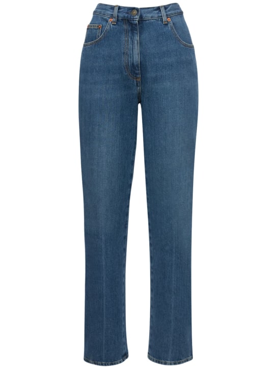 Gucci: Denim eco bleached straight jeans - Blue/Mix - women_0 | Luisa Via Roma