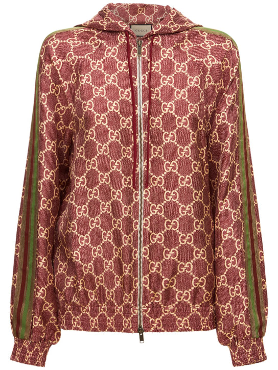 Gucci: Silk twill logo jacket - Sweet Berry - women_0 | Luisa Via Roma