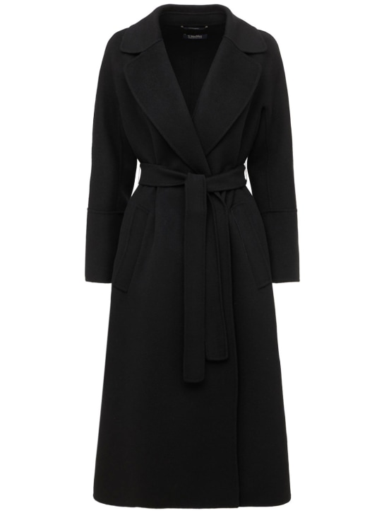 'S Max Mara: Elisa wool belted long coat - Black - women_0 | Luisa Via Roma
