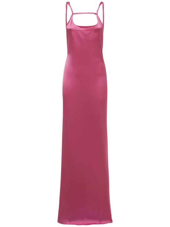 Jacquemus: La Robe Mentalo viscose satin long dress - Pink - women_0 | Luisa Via Roma