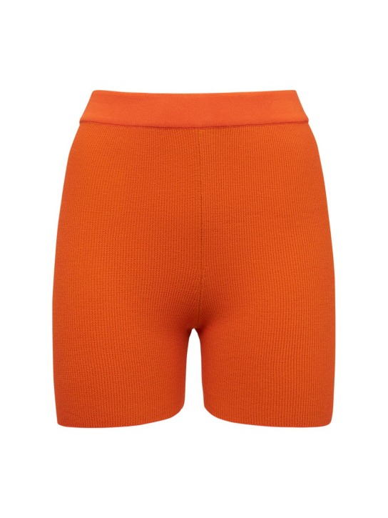 Jacquemus: Short cycliste en maille Le Short Arancia - Orange - women_0 | Luisa Via Roma