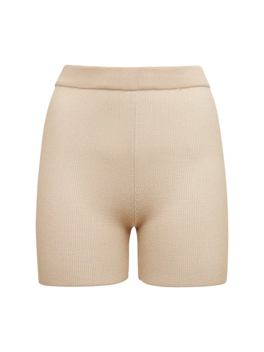 Jacquemus: Radlerhose aus Strick „Le Short Arancia“ - Hellbeige - women_0 | Luisa Via Roma