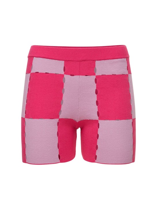 Jacquemus: Short en maille de coton Le Short Gelato - Rose/Fuchsia - women_0 | Luisa Via Roma