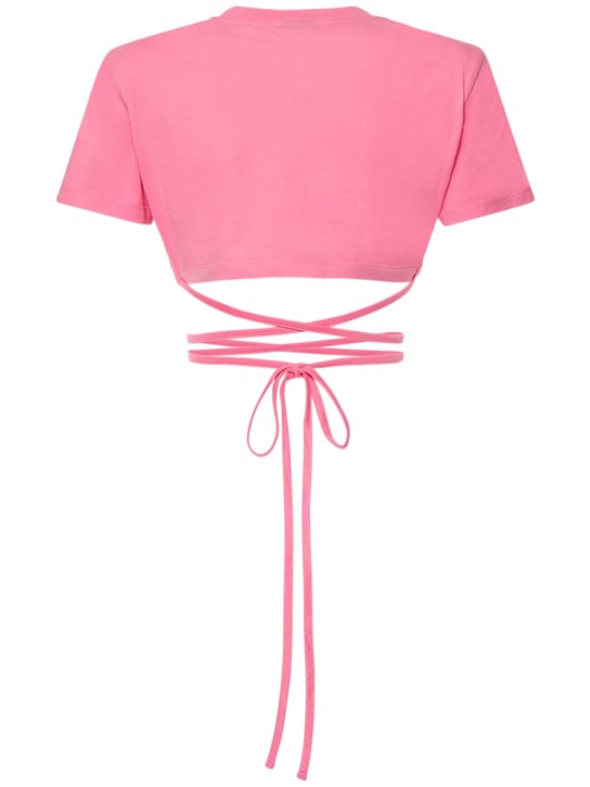 Jacquemus: Le Tshirt Baci棉质系带短款上衣 - 粉色 - women_4 | Luisa Via Roma