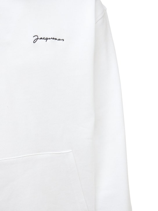 Jacquemus: Le Sweatshirt Brodé コットンジャージーフーディー - ホワイト - men_1 | Luisa Via Roma