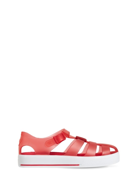 Dolce&Gabbana: Sandales méduses à logo - Rouge - kids-girls_0 | Luisa Via Roma