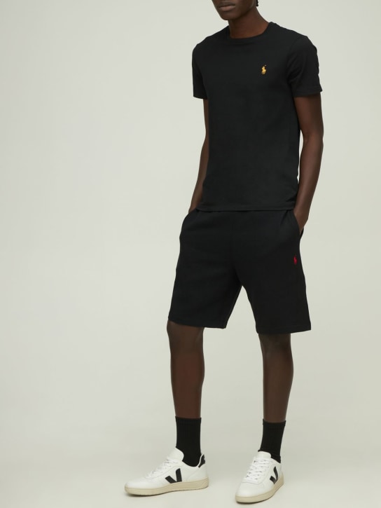 Polo Ralph Lauren: T-shirt in jersey di cotone con logo - Nero - men_1 | Luisa Via Roma