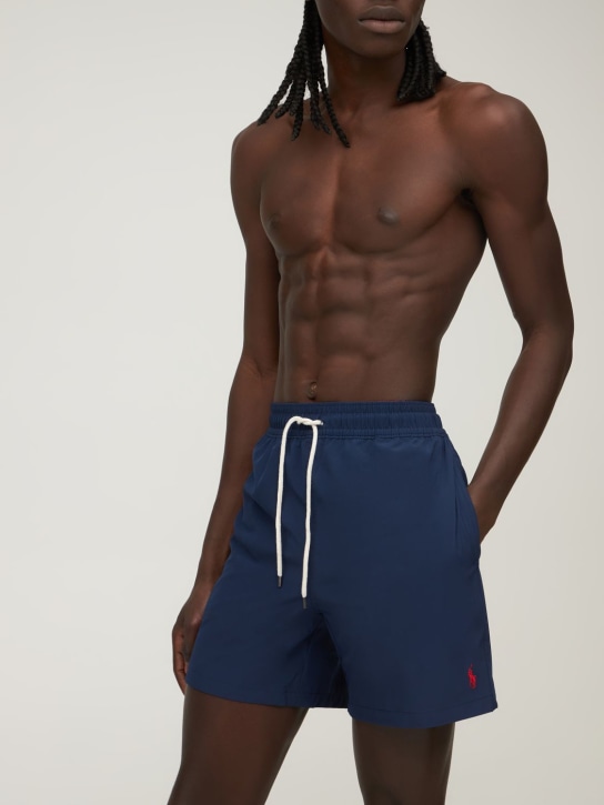 Polo Ralph Lauren: Traveler stretch tech swim shorts w/logo - Navy - men_1 | Luisa Via Roma