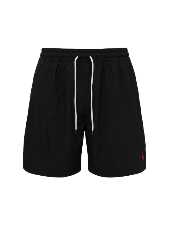 Polo Ralph Lauren: Traveler stretch tech swim shorts w/logo - Black - men_0 | Luisa Via Roma