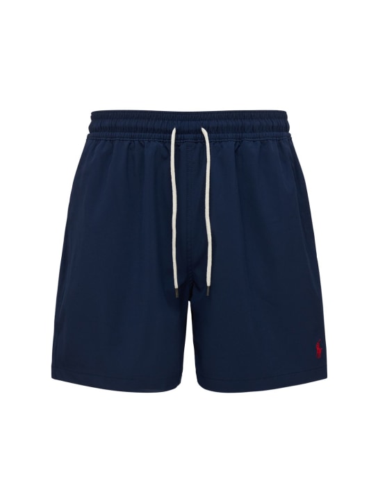 Polo Ralph Lauren: Shorts Traveler in techno stretch con logo - Navy - men_0 | Luisa Via Roma