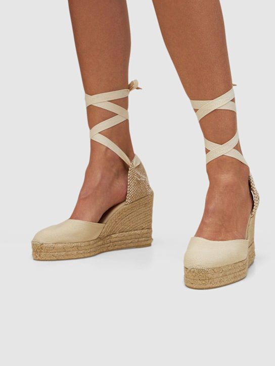 Castañer: 110mm Carina cotton espadrille wedges - women_1 | Luisa Via Roma