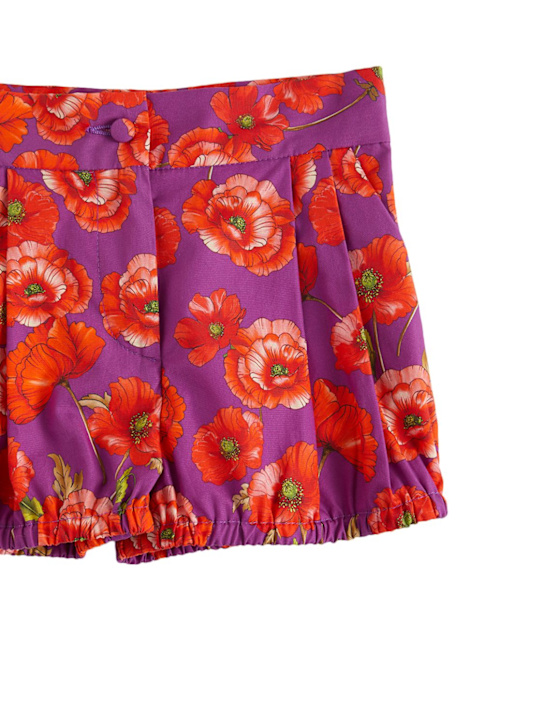 Dolce&Gabbana: Shorts de popelina de algodón estampados - Púrpura/Rojo - kids-girls_1 | Luisa Via Roma