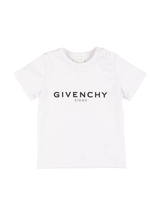 Givenchy: T-shirt in jersey di cotone con logo - kids-girls_0 | Luisa Via Roma