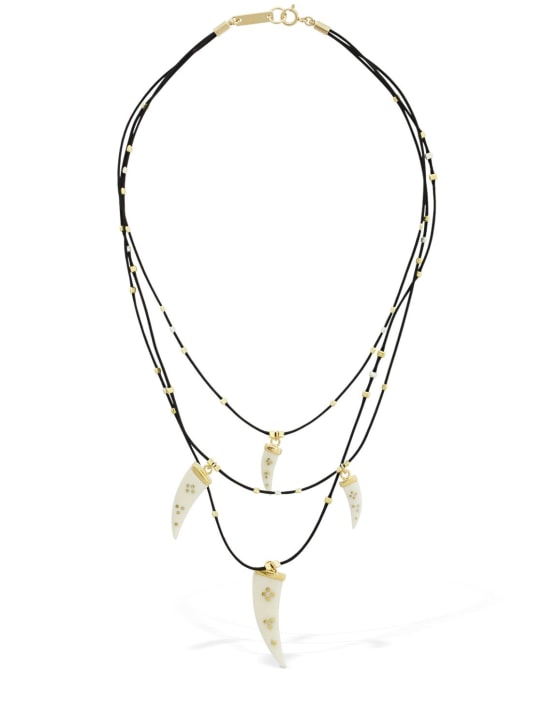 Isabel Marant: Shiny aimable triple wire necklace - Ecru/Gold - women_0 | Luisa Via Roma