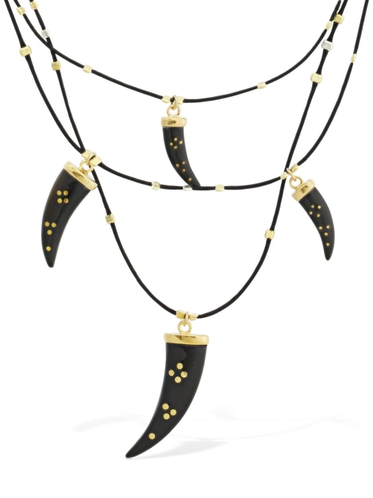 Isabel Marant: Shiny aimable triple wire necklace - Siyah/Altın - women_1 | Luisa Via Roma