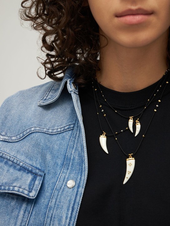 Isabel Marant: Glänzende Halskette aus dreifachem Draht - Ecru/Gold - women_1 | Luisa Via Roma