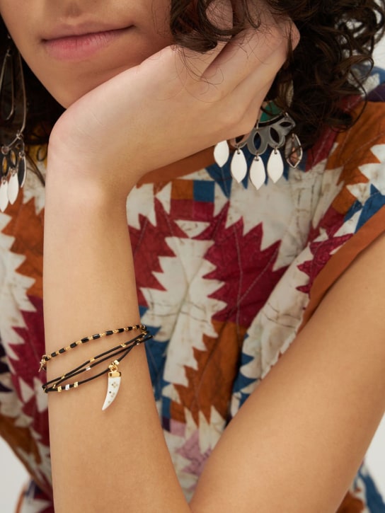 Isabel Marant: Shiny aimable triple wire bracelet - Ecru/Gold - women_1 | Luisa Via Roma