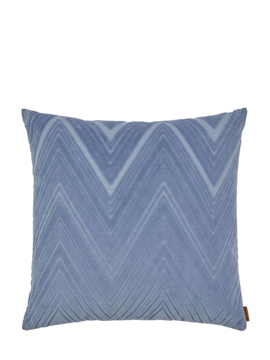 Missoni Home: Basel cotton velvet cushion - Blue - ecraft_0 | Luisa Via Roma