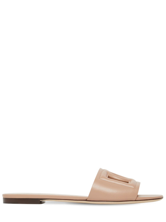 Dolce&Gabbana: Bianca レザースライドサンダル 10mm - women_0 | Luisa Via Roma