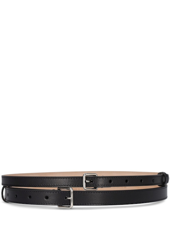 McQueen: 3.5cm Thin leather double belt - Black - women_0 | Luisa Via Roma