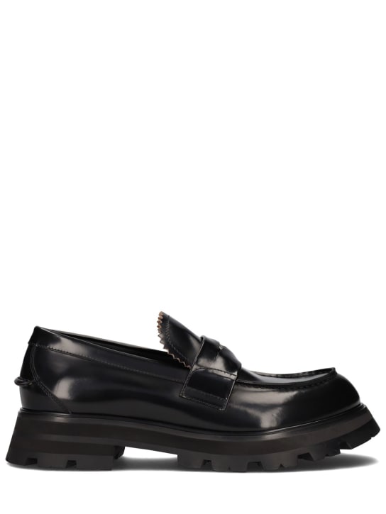 Alexander McQueen: Leather loafers - Black - men_0 | Luisa Via Roma