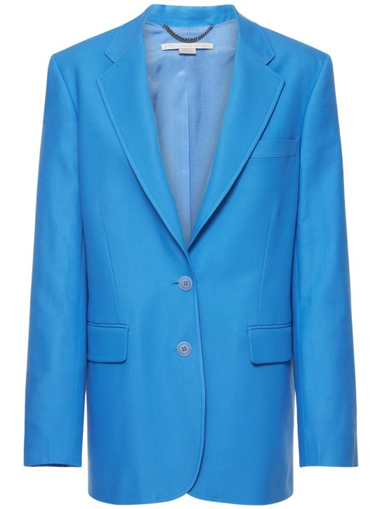 Stella McCartney: Chaqueta oversize de mezcla de viscosa - Azul - women_0 | Luisa Via Roma