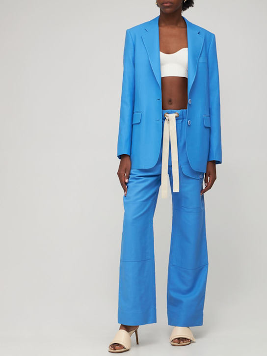 Stella McCartney: Chaqueta oversize de mezcla de viscosa - Azul - women_1 | Luisa Via Roma