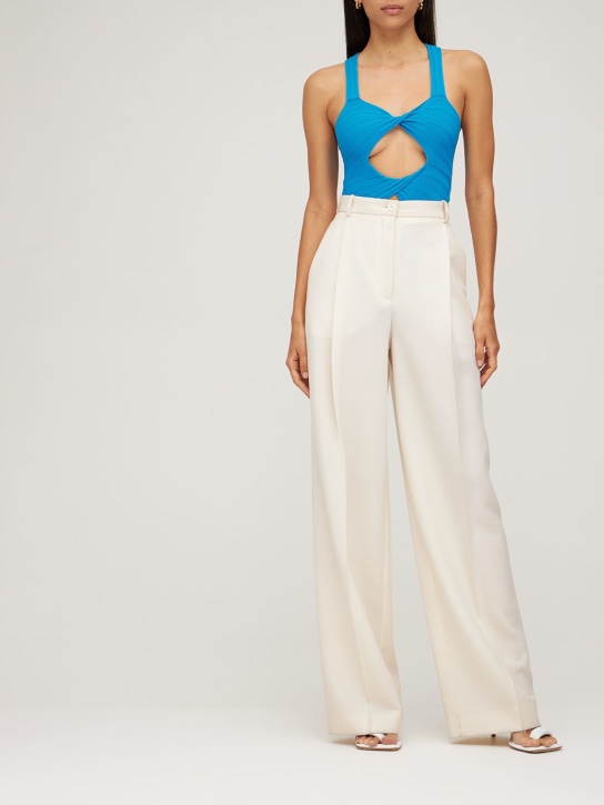 Stella McCartney: Body de punto de viscosa con aberturas - Cerulean Blue - women_1 | Luisa Via Roma