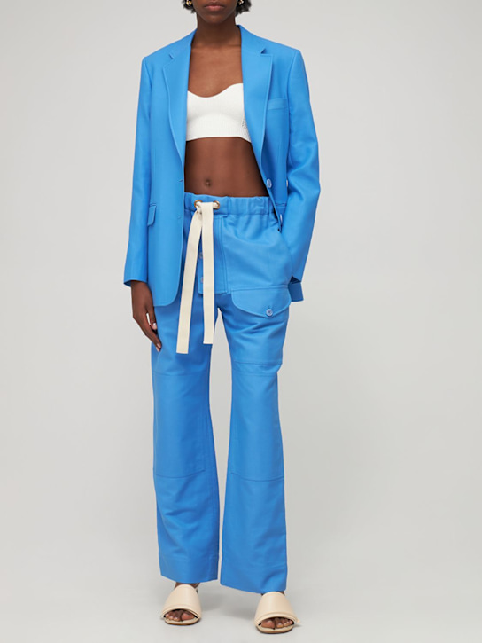 Stella McCartney: 高腰粘胶纤维混纺裤子 - 蓝色 - women_1 | Luisa Via Roma