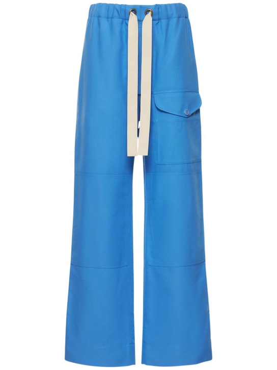 Stella McCartney: 高腰粘胶纤维混纺裤子 - 蓝色 - women_0 | Luisa Via Roma