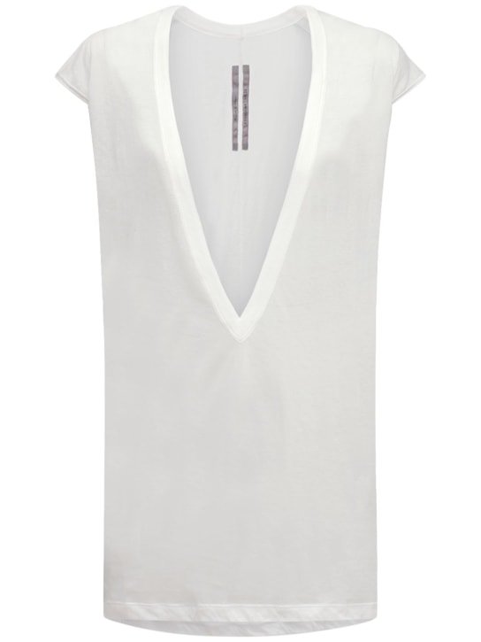 Rick Owens: Dylan sheer cotton jersey t-shirt - Beyaz - women_0 | Luisa Via Roma