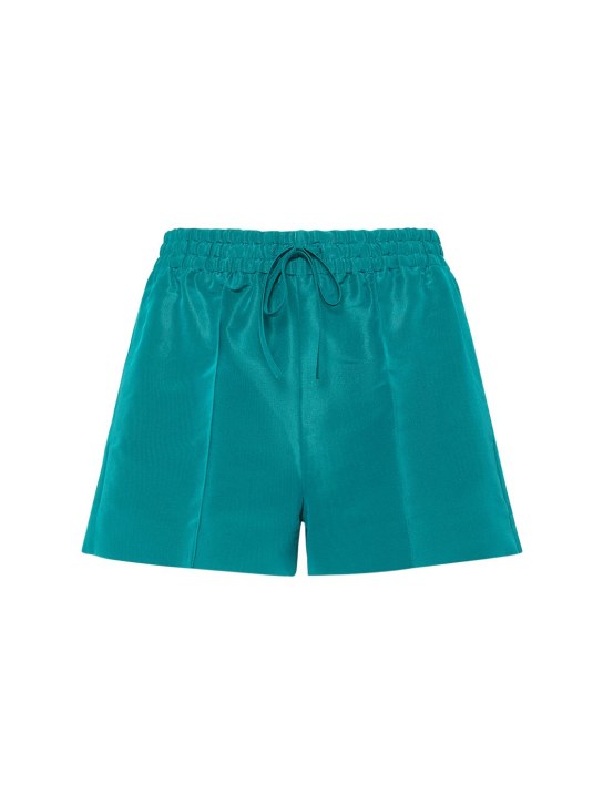 Valentino: Elastische Minishorts aus Seidenfaille - Wasser Grün - women_0 | Luisa Via Roma