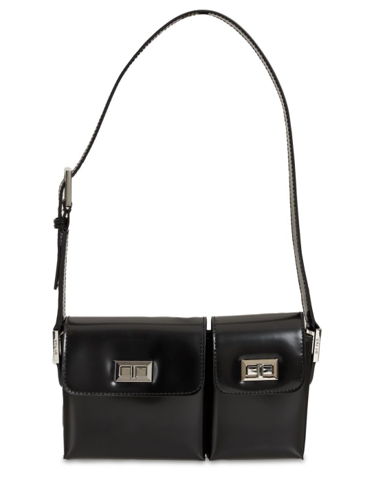 BY FAR: Baby Billy semi patent leather bag - Black - women_0 | Luisa Via Roma